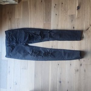 AE distressed black skinny jeans